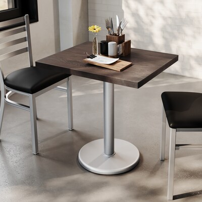 Flash Furniture Bennett Wooden Commercial Indoor Table, 30 x 24, Dark Brown Top/Silver Base (GSF2430DBTR18S)