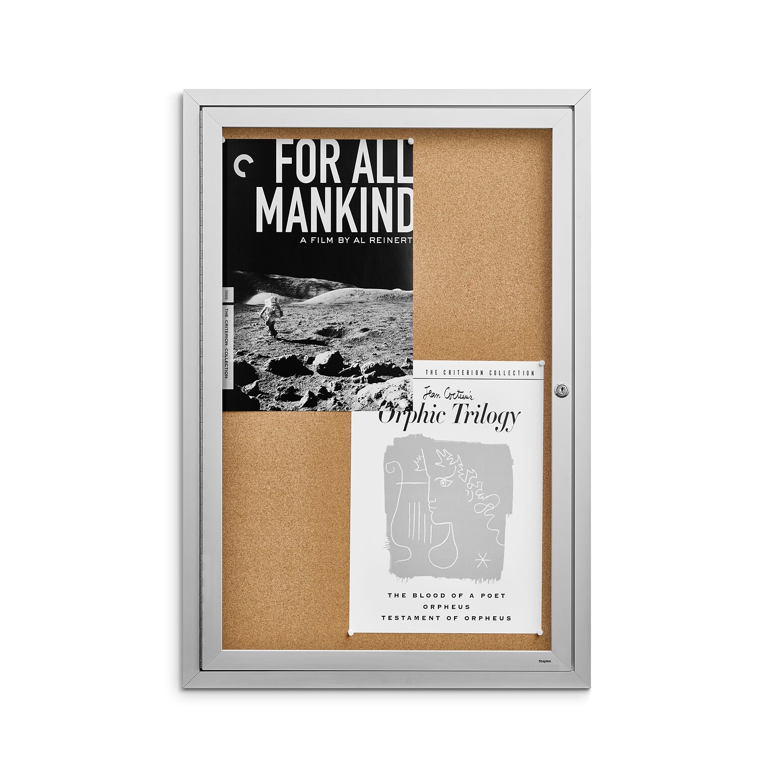 Staples Enclosed Cork Display Board, Aluminum Frame, 3 x 2 (ST61261)