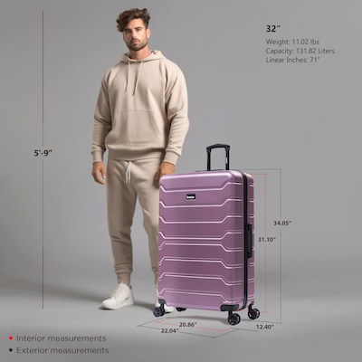 InUSA Trend 34.05" Hardside Suitcase, 4-Wheeled Spinner, TSA Checkpoint Friendly, Rose Gold (IUTRE00XL-ROS)