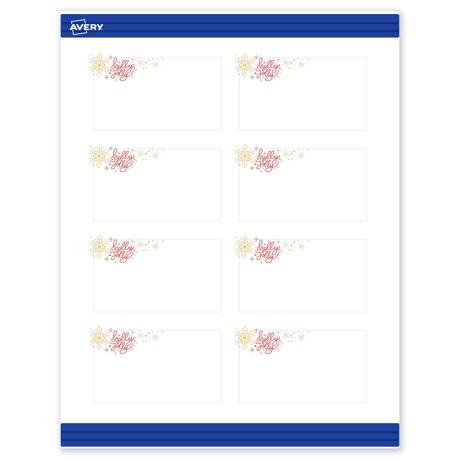 Avery Silver-Holly Sparkles Matte Blank Card, White, 80/Pack (S00-FHR)