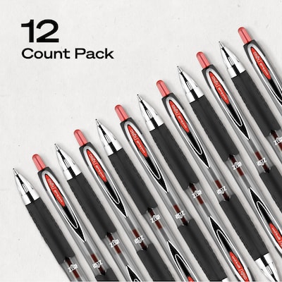 uniball 207 Retractable Gel Pens, Medium Point, 0.7mm, Red Ink, Dozen (33952)