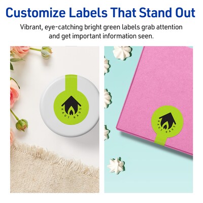 Avery Printable Decorative Edge Multipurpose Labels, 1.5" x 4", Bright Green, 80/Pack (94116)