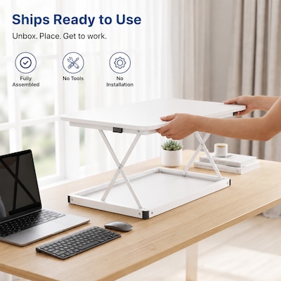 Uncaged Ergonomics CHANGEdesk 27.5"W Mini Desktop Standing Desk Converter, White (CDMM-W)