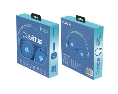 Cubitt Jr. Wireless Active Noise Canceling Over-Ear Headphones, Bluetooth, Sky Blue (CTANCJR-2)