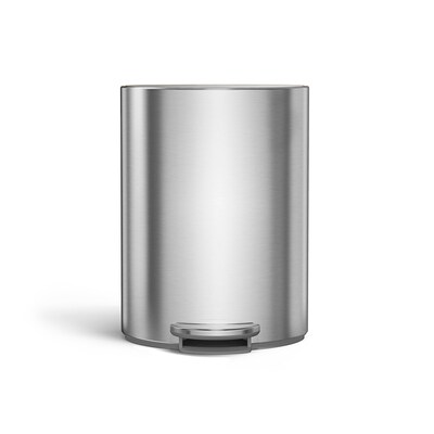 simplehuman 6L Semi-Round Can with Liner Pocket, Brushed Stainless Steel, Indoor Step Trash Can, 1.6 Gallons (CW2106)