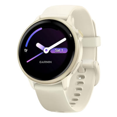 Garmin vívoactive 6 Fitness-Tracking AMOLED Smartwatch with Silicone Band, Lunar Gold with Bone (010-02985-01)