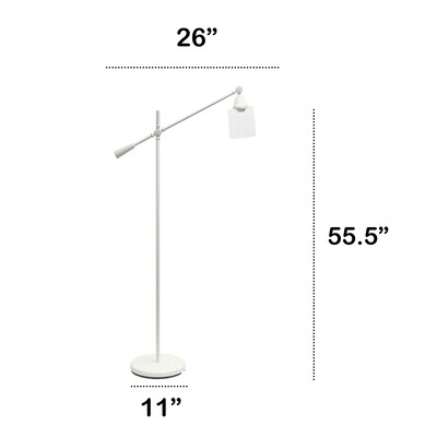 Lalia Home Studio Loft Swing Arm 55.5" White Floor Lamp with Clear Glass Cylindrical Shade (LHF-5021-WH)