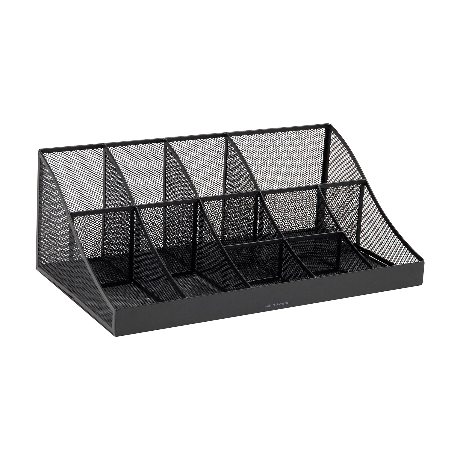 Mind Reader 11 Compartment Metal Coffee Cup and Condiment Organizer, Black (COMORGMESH-BLK)