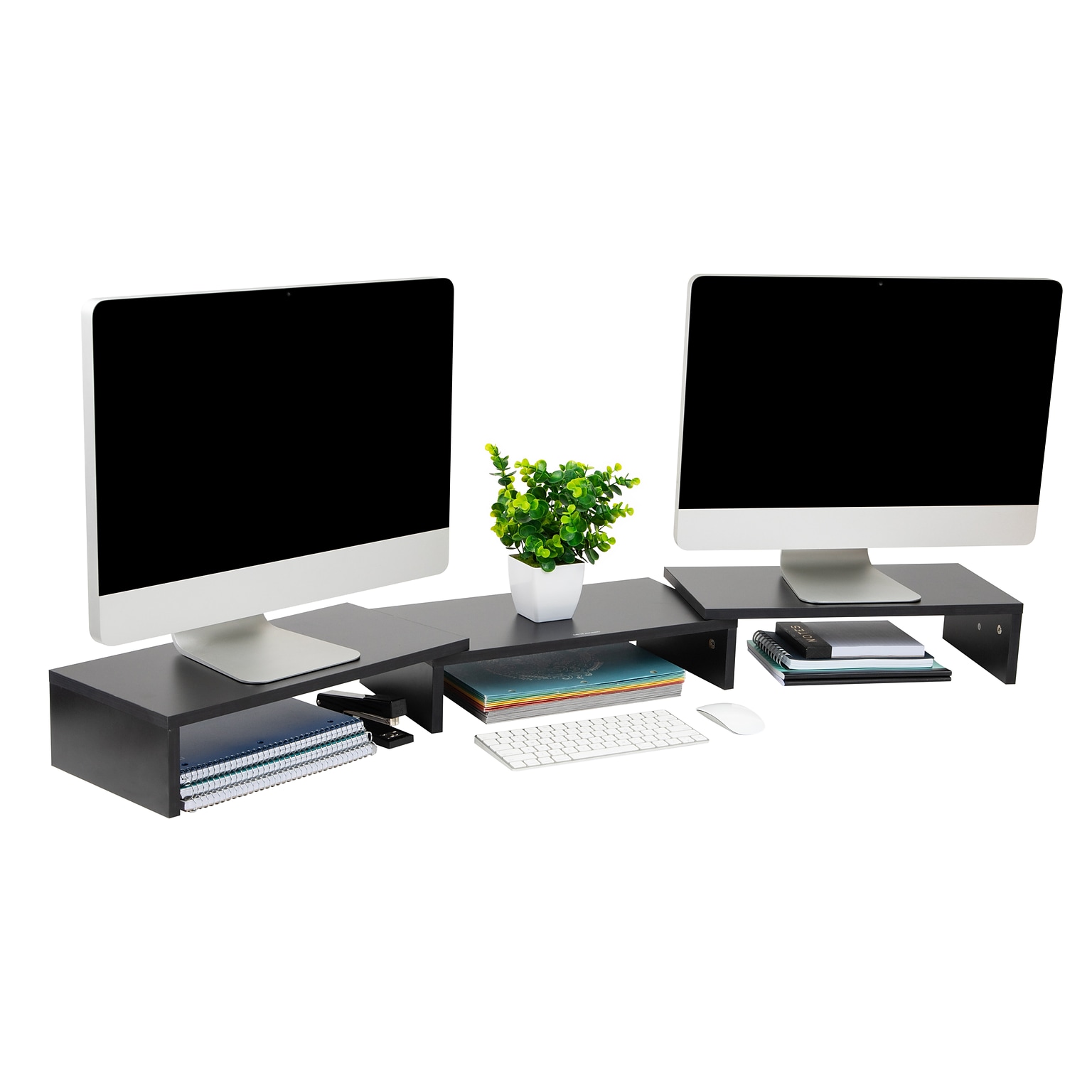 Mind Reader Adjustable Dual Monitor Stand Desktop Organizer, Black (MDFMOND-BLK)