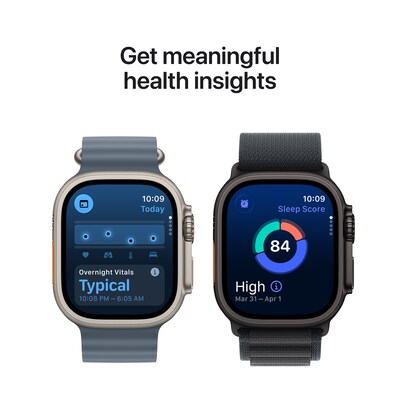 Apple Watch Ultra 3 GPS + Cellular Smartwatch, 49mm, Natural Titanium Case with Light Blue Alpine Loop, Small (MEWK4LW/A)