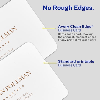 Avery Clean EdgeBusiness Cards, 2.5" x 2.5", White, 9 Cards/Sheet, 180 Cards/Pack (35702)