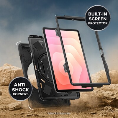 SaharaCase Raider-X Series Heavy Duty Case for Galaxy Tab S11, Hand Strap & Shoulder Strap, Scorpion Black (TB00492)