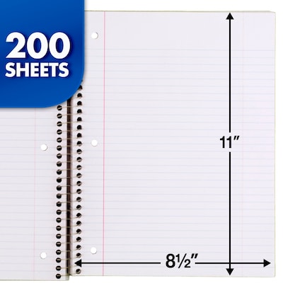 Mead 5-Subject Notebook, 8.5" x 11", College Ruled, 200 Sheets, Assorted Colors, Each (06780)