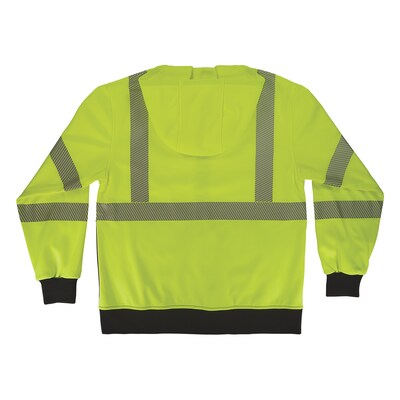 GloWear 8317BK High Visibility Long Sleeve Black Bottom Hooded Sweatshirt, ANSI Type R, Class 3, Lime, 4XL (22978)