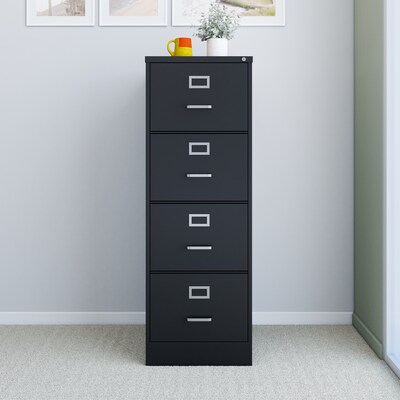 Quill Brand® Commercial 4 File Drawer Vertical File Cabinet, Locking, Black, Legal, 26.5"D (13450D)