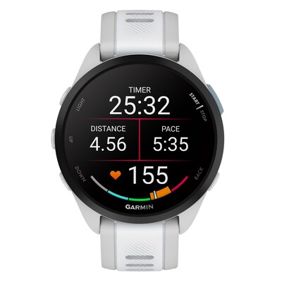 Garmin Forerunner 165 Smartwatch, GPS, 43mm, Mist Gray & Whitestone Silicone Band (010-02863-31)