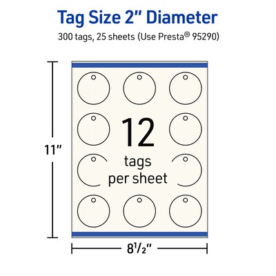 Avery 2" Diameter  Blank Price & Merchandise Tags, Ivory, 300/Carton (95290-MIT25)