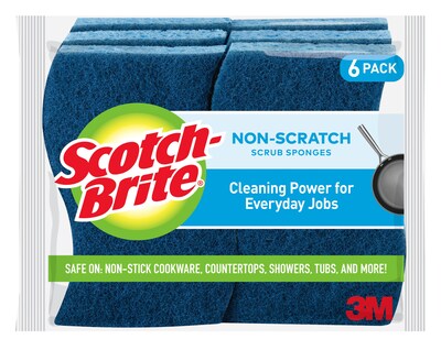 Scotch-Brite® Non-Scratch Scrub Sponge, Blue, 6/Pack (526-5)