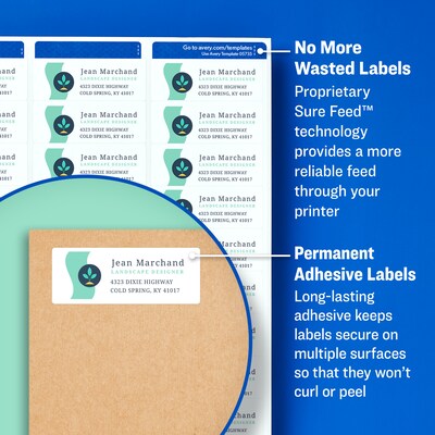 Avery Send & Reply Piggyback Laser/Inkjet Mailing Labels, 1-5/8" x 4" Outer, 1" x 3" Inner, 240 Labels/Pack (5735)