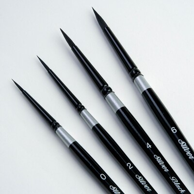 Silver Brush Black Velvet Small Round Brushes, 4/Pack (SLVBV3054)