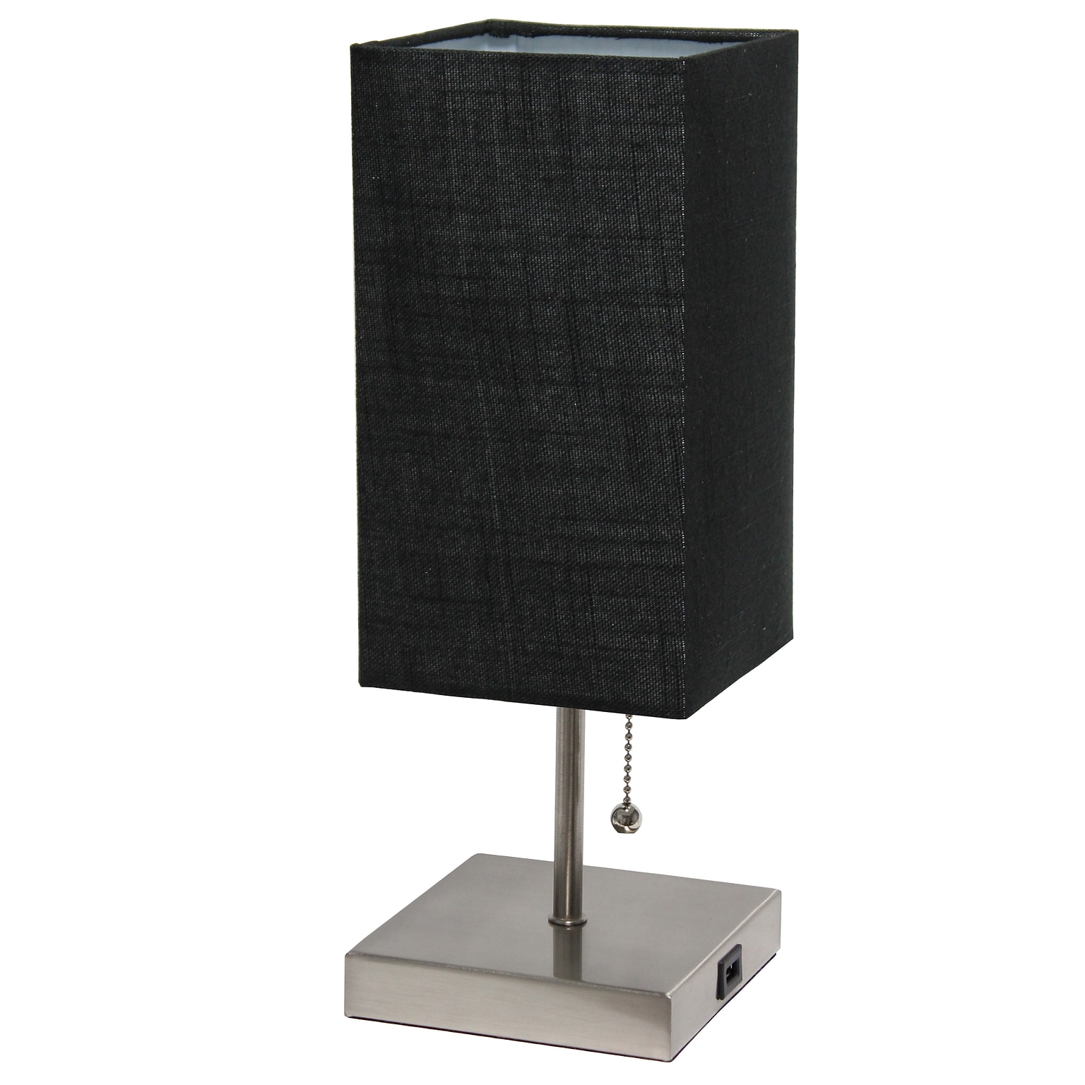 Simple Designs Petite Stick Lamp with USB Charging Port and Fabric Shade, Black (LT1087-BLK)