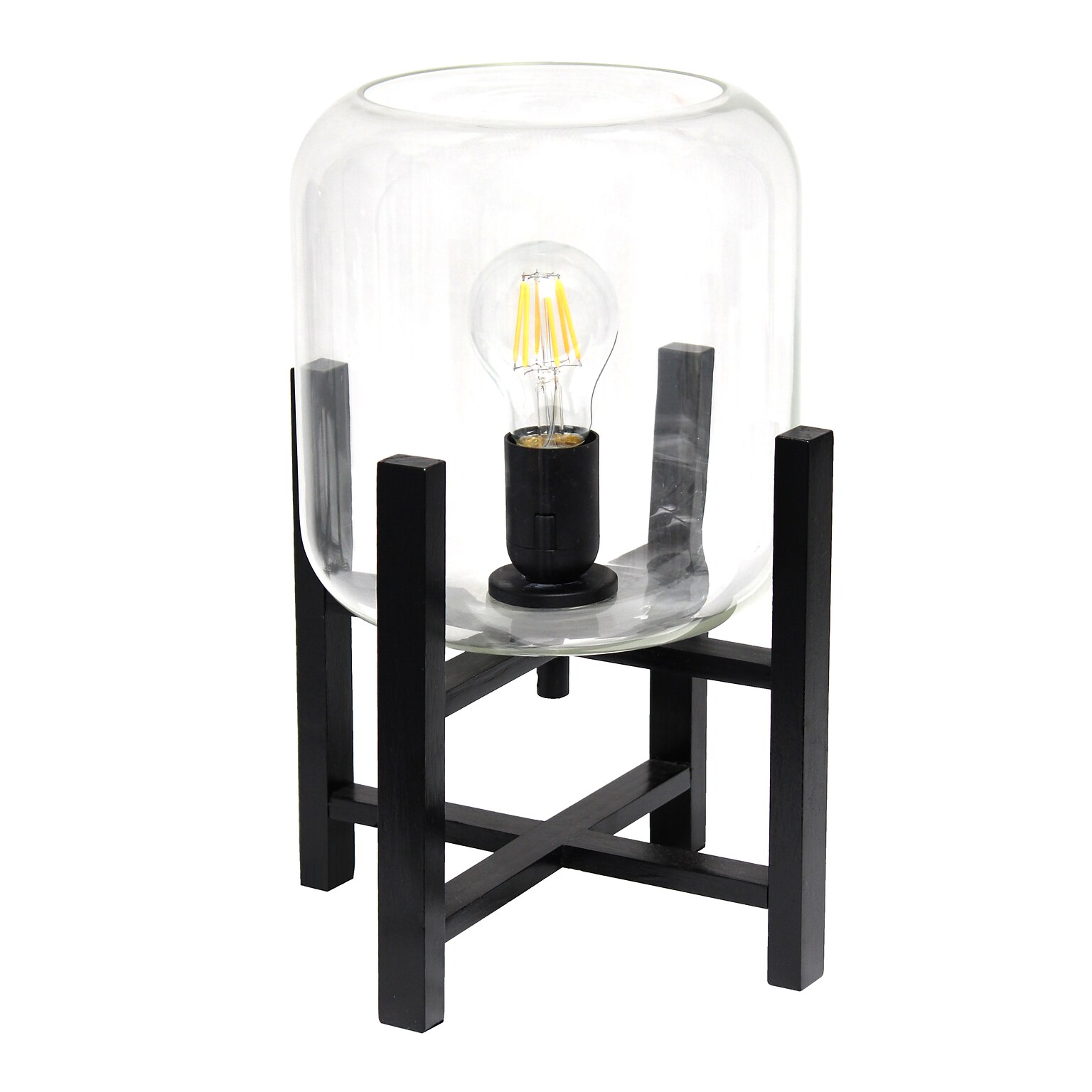 Creekwood Home 13.5 LED Table Lamp, Black/Clear Glass (CWT-1000-CL)