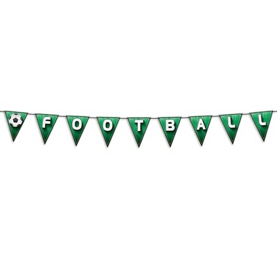 Beistle Soccer/Football Double-Sided Pennant Streamer, 7.5 x 8, Green, 3/Pack (53425)