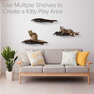 Arf Pets Wall-Mounted Curved Wooden Cat Perch, 44 lb. Capacity, Brown (APCTPRCH)