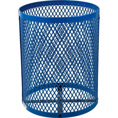 Global Industrial Outdoor Diamond Steel Trash Can w/ Flat Lid, 36 Gallon, Blue (261924BL)