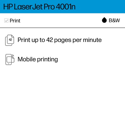 HP LaserJet Pro 4001 LJP 4001n (Wired, Print Only) Laser Printer, Single-Function, Print, Best for Office (2Z599F)