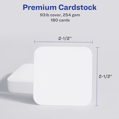 Avery Clean EdgeBusiness Cards, 2.5" x 2.5", White, 9 Cards/Sheet, 180 Cards/Pack (35702)