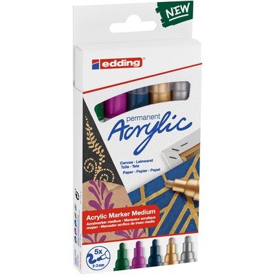 edding 5100 Series Acrylic Paint Marker, Medium Tip, Festive Colors, 5/Pack (EDD451005999)