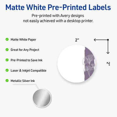 Avery Laser/Inkjet Circle Multipurpose Labels, 2 Dia., White, 120/Pack (S00F4R)