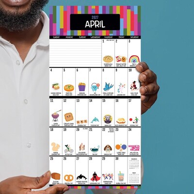 2027 TF Publishing Every Day's A Holiday 7" x 7" Monthly Wall Calendar, Multicolored (27-2103)