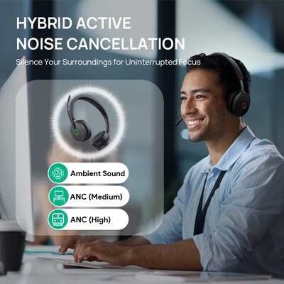 YeaLink WH68 Hybrid USB-A/USB-C Bluetooth Stereo Phone & Computer Headset, MT Certified