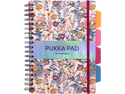 Pukka Pad Bloom 5-Subject Subject Notebooks, 6.9" x 9.8", College Ruled, 100 Sheets, Assorted Colors, 3/Pack (9494-BLM(ASST))