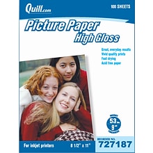 Quill Brand® Premium Photo Paper for Inkjet Printers; 8.5 x 11, Glossy, 100 Sheets/Pack