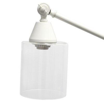 Lalia Home Studio Loft Swing Arm 55.5" White Floor Lamp with Clear Glass Cylindrical Shade (LHF-5021-WH)