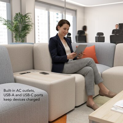 Bush Business Furniture Assemble Side Table with Charging Station, Oat Fabric (ASM120OTF-03)