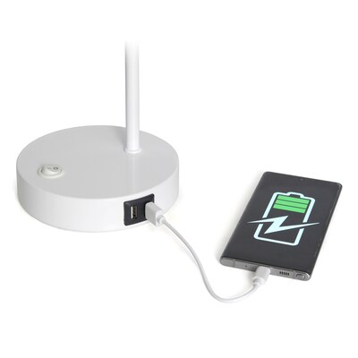 Simple Designs Sleek Essentials LED Desk Lamp, 16", with USB Ports, White (LD1071-WHT)
