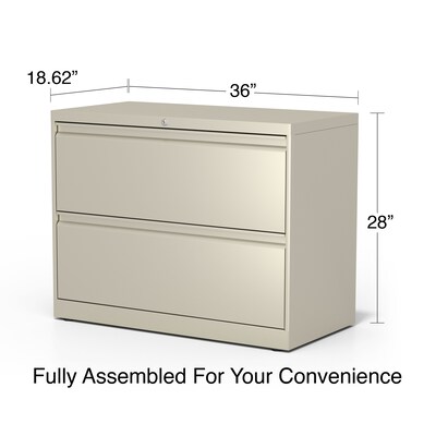 Quill Brand® Commercial 2 File Drawers Lateral File Cabinet, Locking, Putty/Beige, Letter/Legal, 36"W (20052D)