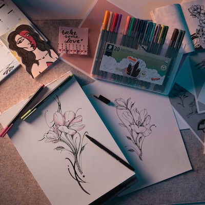 Staedtler Triplus Felt Pens, Super Fine Point, Assorted Ink, 20 Pens/Pack (334 SB20)