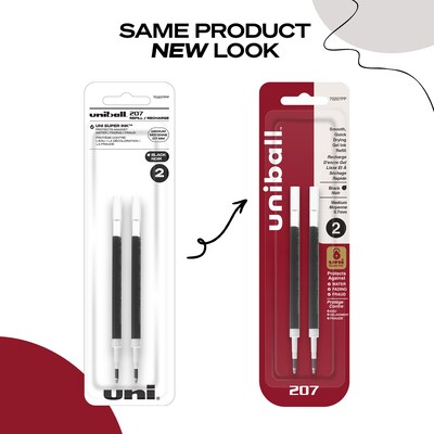 uni-ball 207 Gel-Ink Pen Refill, Medium Point, 0.7mm, Black Ink, 2/Pack (70207PP)