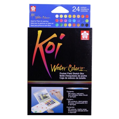 Sakura Koi Water Colors Field Sketch Box with Brush, 24 Colors (SAKXNCW24N)