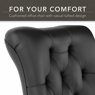 Bush Furniture Key West 54"W Computer Desk with Storage and Mid-Back Tufted Office Chair, Dark Gray Hickory (KWS020GH)