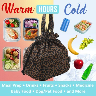 Brentwood Leopard Insulated Canvas Lunch Tote Cooler Bag, 2-Compartment, Leopard Brown (BTWCB2025LBR)