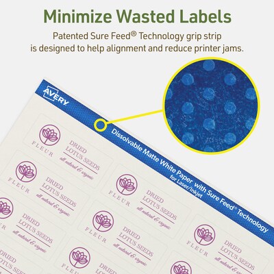 Avery Dissolvable Rectangle Multipurpose Labels, 1" x 2.5", Off-white, 600/Pack (94221)
