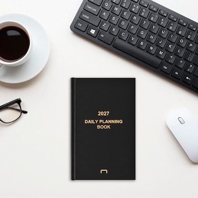 2027 Staples 5" x 8" Daily Diary Planner, Hardcover, Black (ST63597-27)