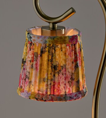 Simplee Adesso Perry Candlewarmer 14.5" Halogen Table Lamp, Antique Brass/Yellow/Pink Floral (SL1194-21)