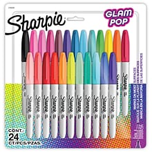 Sharpie Glam Pop Permanent Markers, Fine Tip, Assorted, 24/Pack (1949557)
